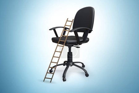 Photo for Office chair with ladder in the career concept - Royalty Free Image