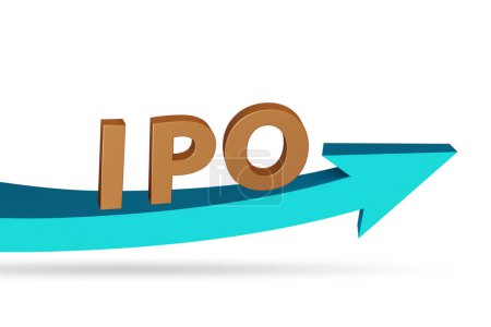 Téléchargez les photos : Concept IPO avec le graphique de croissance - rendu 3d - en image libre de droit