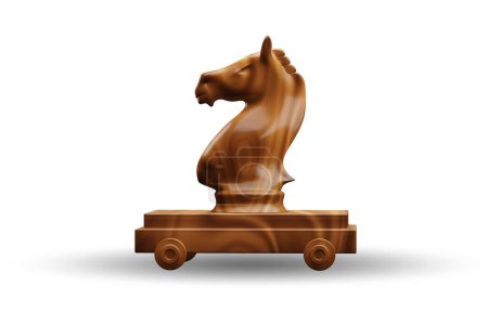 Téléchargez les photos : Concept de cheval de Troie en bois - rendu 3D - en image libre de droit