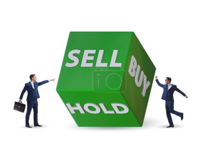 Photo for Trader with three three options of buy sell and hold - Royalty Free Image