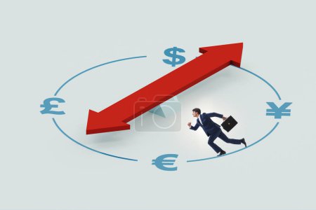Photo for Businessman in the currency trading concept with compass - Royalty Free Image