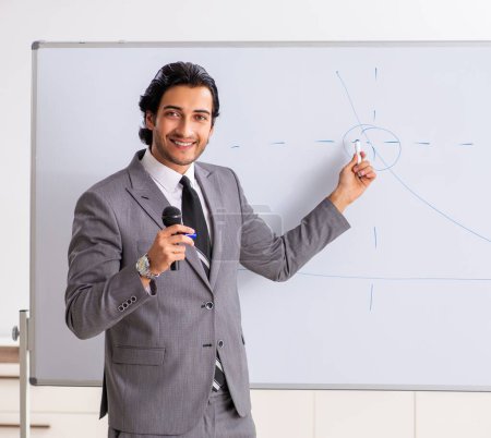 Photo for The young handsome businessman in front of whiteboard - Royalty Free Image