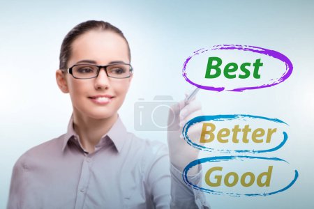 Photo for Businesswoman in good better and the best concept - Royalty Free Image