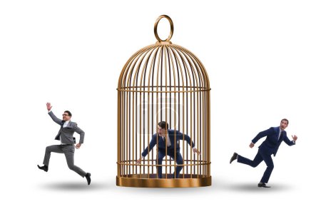 Téléchargez les photos : Les gens d'affaires et le concept de cage d'or - en image libre de droit