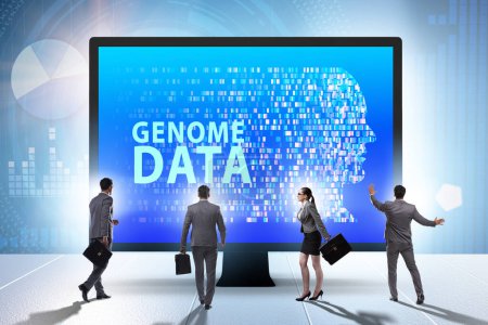 Téléchargez les photos : Les gens d'affaires dans le concept de données génomiques - en image libre de droit