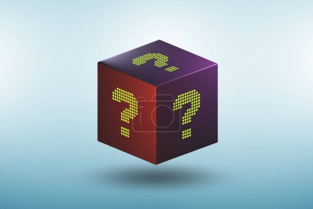 Téléchargez les photos : Cube avec les points d'interrogation sur les côtés - en image libre de droit