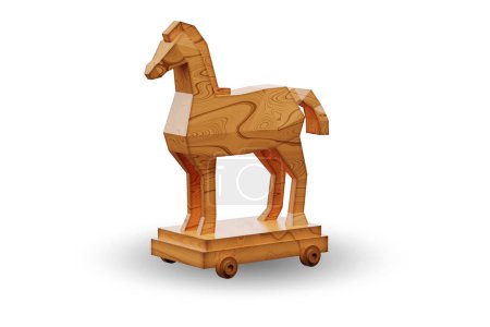 Foto de Concepto de caballo de Troya de madera - 3d renderizado - Imagen libre de derechos