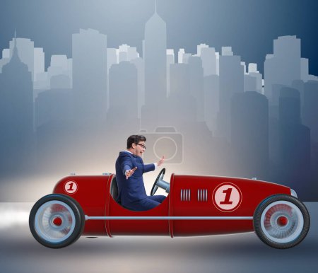 Téléchargez les photos : L'homme d'affaires au volant de la voiture en compétition concept - en image libre de droit