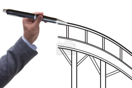 Téléchargez les photos : Hand drawing bridge in the business concept - en image libre de droit