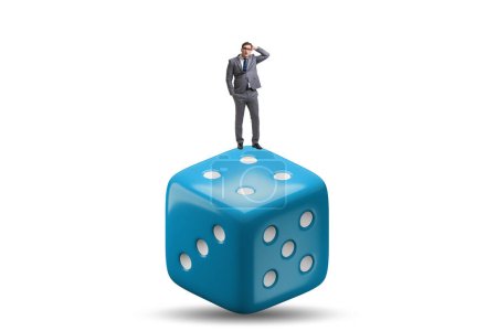 Foto de Businessman in uncertainty concept with the dice - Imagen libre de derechos