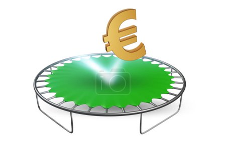 Photo for Monetary concept with currency bouncing off trampoline - Royalty Free Image