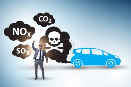 Foto de Contaminación del automóvil en el concepto ecológico - Imagen libre de derechos