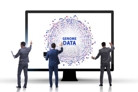 Téléchargez les photos : Homme d'affaires dans le concept de données génomiques - en image libre de droit