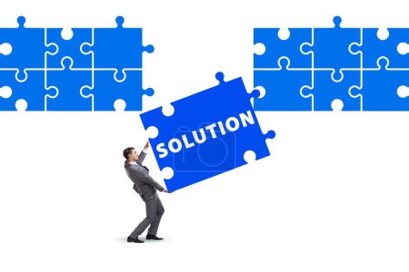 Foto de Business solution concept with the jigsaw puzzle pieces - Imagen libre de derechos