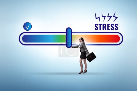 Photo for Concept of stress meter with the businesswoman - Royalty Free Image