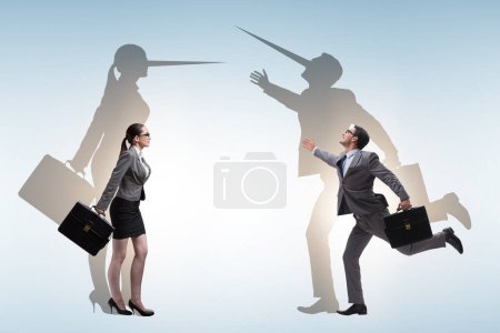 Photo for Lier concept with business people and the nose - Royalty Free Image