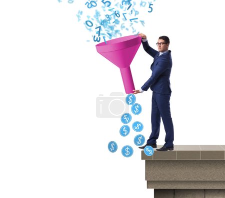 Photo for Data monetization concept with the funnel and businessman - Royalty Free Image