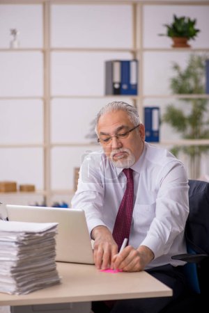 Photo for Aged businessman employee working at workplace - Royalty Free Image
