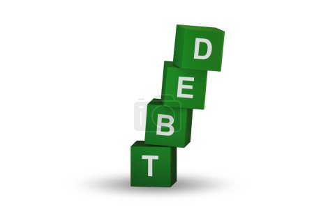 Foto de Loan and debt concept with the cubes - 3d rendering - Imagen libre de derechos