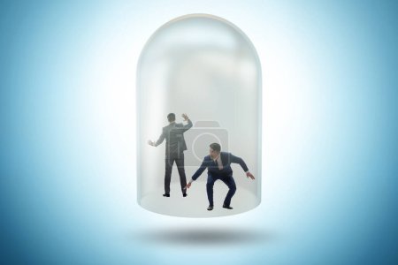 Photo for Businessman trapped in the transparent glass - Royalty Free Image