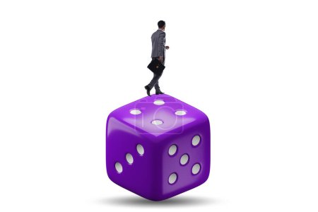 Foto de Businessman in uncertainty concept with the dice - Imagen libre de derechos