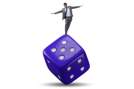 Téléchargez les photos : Businessman in uncertainty concept with the dice - en image libre de droit