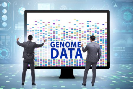 Foto de Empresario en el concepto de datos del genoma - Imagen libre de derechos