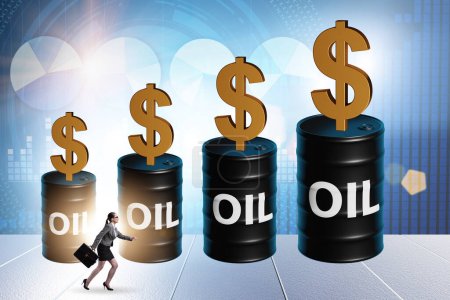 Téléchargez les photos : Businesswoman in the oil prices concept - en image libre de droit