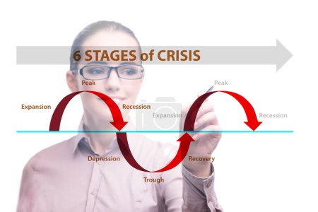 Téléchargez les photos : Illustration of six stages of the crisis - en image libre de droit