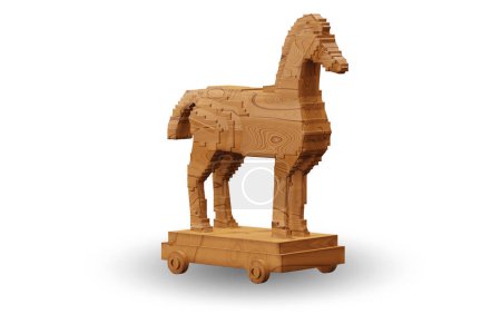 Photo for Wooden trojan horse concept - 3d rendering - Royalty Free Image