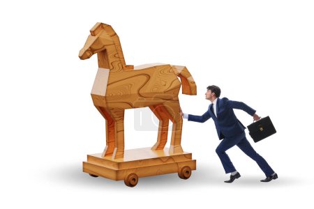 Photo for Businessman and trojan horse in the trap concept - Royalty Free Image