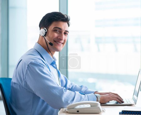 Photo for The male call-center operator in business concept - Royalty Free Image