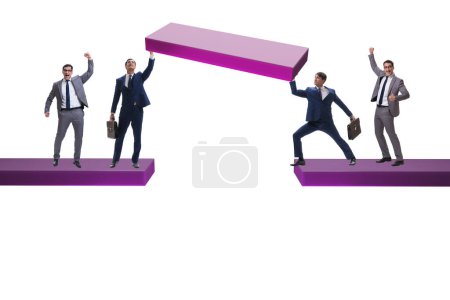 Photo for Concept of teamwork with the bridge being built - Royalty Free Image