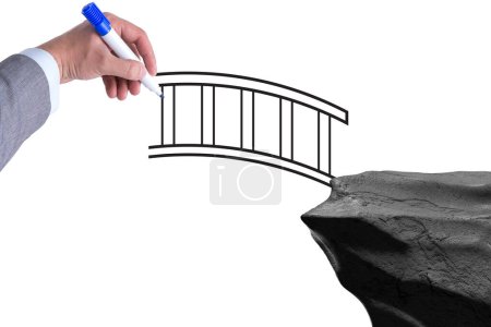 Hand drawing bridge in the business concept