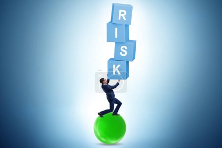 Risk management concept with the balancing businessman