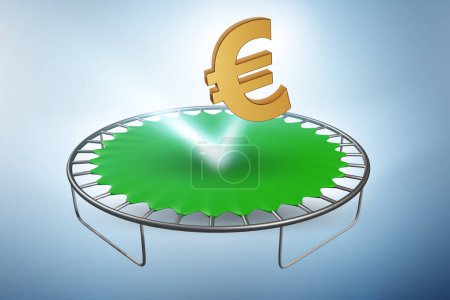 Monetary concept with currency bouncing off trampoline