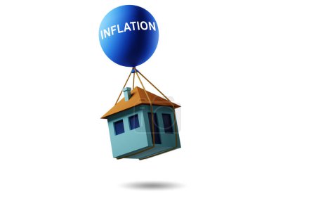 Téléchargez les photos : Concept of the housing prices inflation - 3d rendering - en image libre de droit