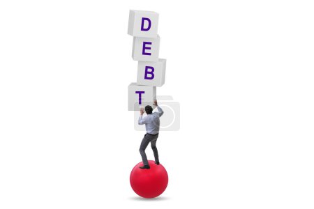 Foto de Loan and debt concept with the cubes and businessman - Imagen libre de derechos