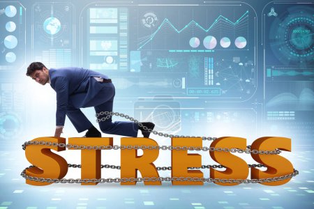 Foto de Concept of work related stress with the businessman - Imagen libre de derechos