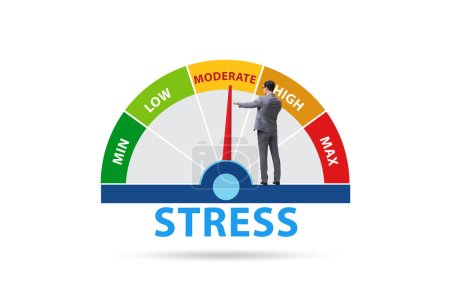 Concept de compteur de stress avec l'homme d'affaires