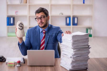 Photo for Young businessman employee in remuneration concept - Royalty Free Image