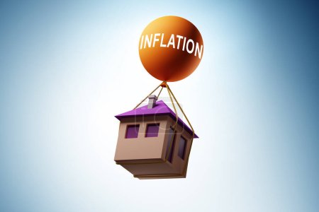 Téléchargez les photos : Concept de l'inflation des prix du logement - 3d rendu - en image libre de droit