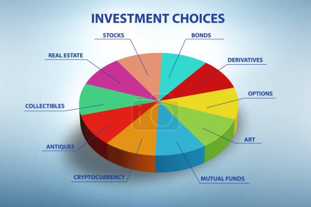 Foto de Concepto de las distintas opciones de inversión financiera - Imagen libre de derechos