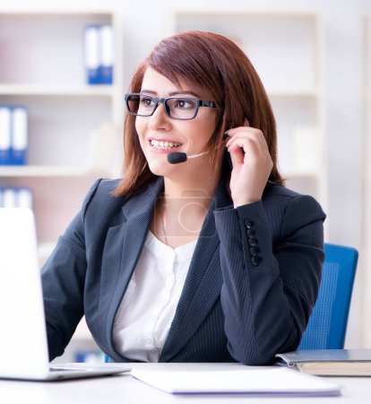 The call center operator working with clients