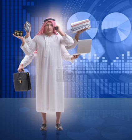 Photo for The arab businessman in multitasking concept - Royalty Free Image