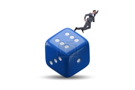 Téléchargez les photos : Businessman in uncertainty concept with the dice - en image libre de droit