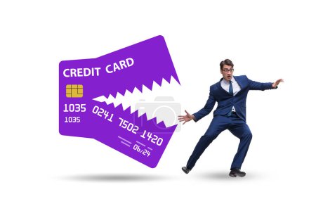 Foto de Empresario en el concepto de deuda de tarjetas de crédito - Imagen libre de derechos