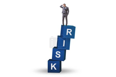 Photo for Risk management concept with businessman on the cubes - Royalty Free Image