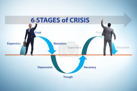 Téléchargez les photos : Illustration of six stages of the crisis - en image libre de droit