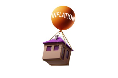 Téléchargez les photos : Concept de l'inflation des prix du logement - 3d rendu - en image libre de droit